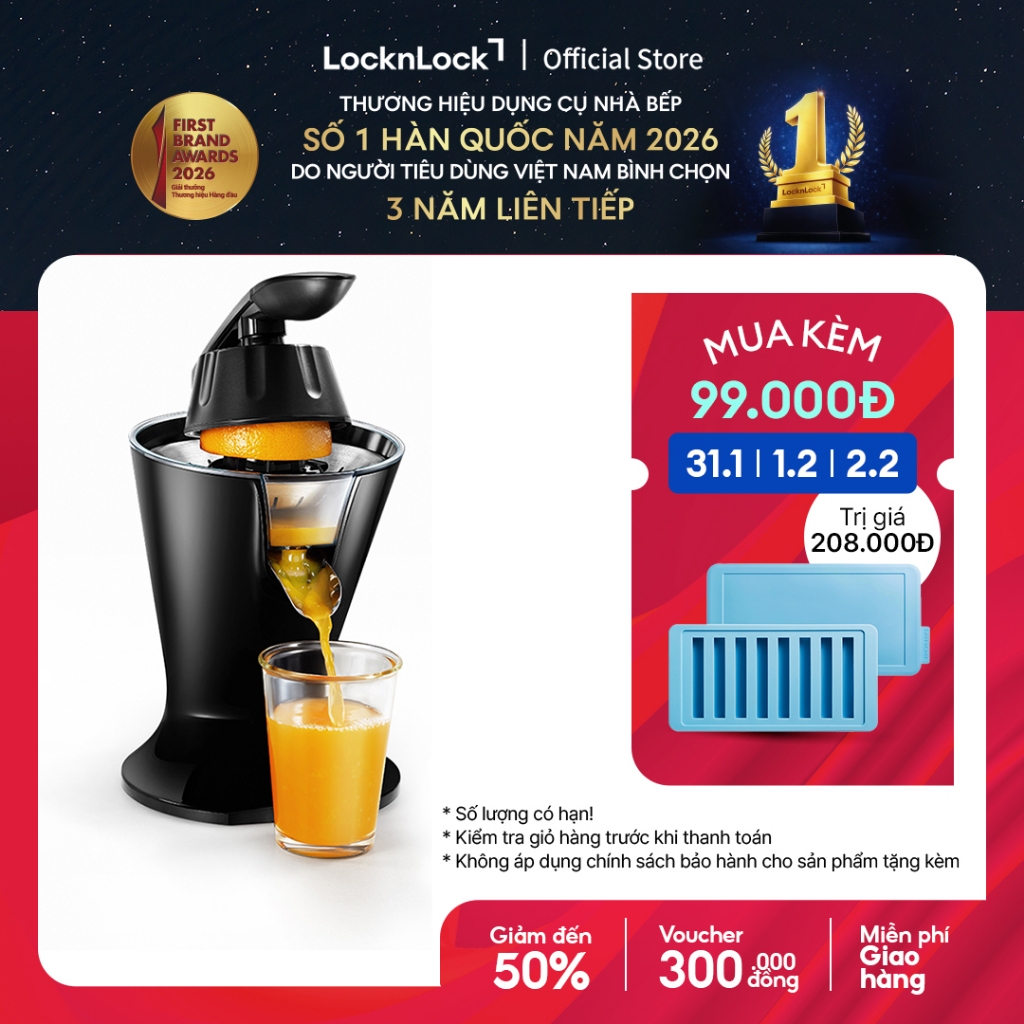 Máy vắt cam Lock&Lock Handle Citrus Juicer - Màu đen - EJJ256BLK