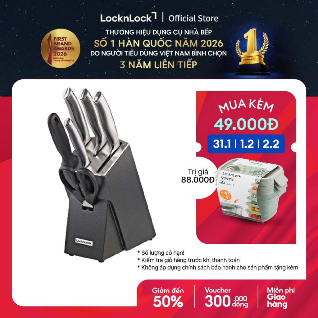 Bộ Dao 7 Món Lock&Lock - Đen CKK301