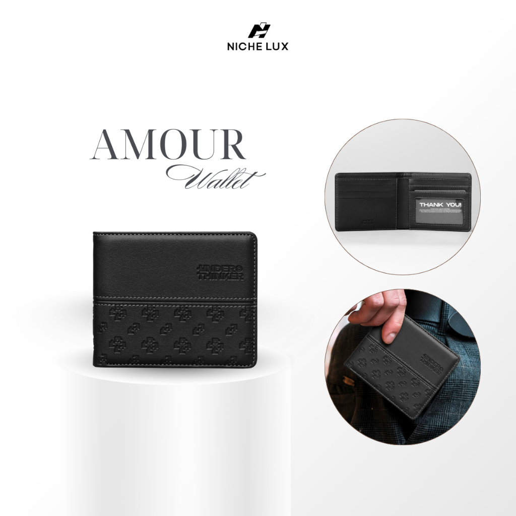 Ví Da PU Ngang Monogram AMOUR Nam Nữ Bóp Đựng Tiền Thẻ Nhiều Ngăn Nhỏ Gọn Trượt Nước | NICHE LUXURY