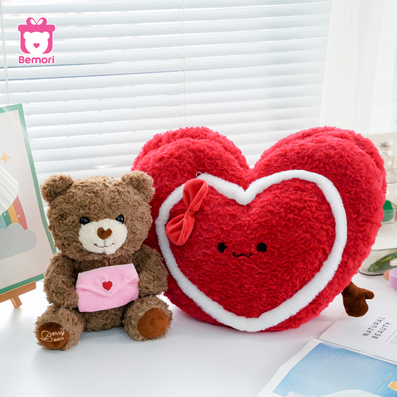 Gấu Bông Trái Tim Love Letter Bear BEMORI Gấu Bông Valentine Hình Trái Tim Mở Khoá Teddy Ôm Thư Dễ T
