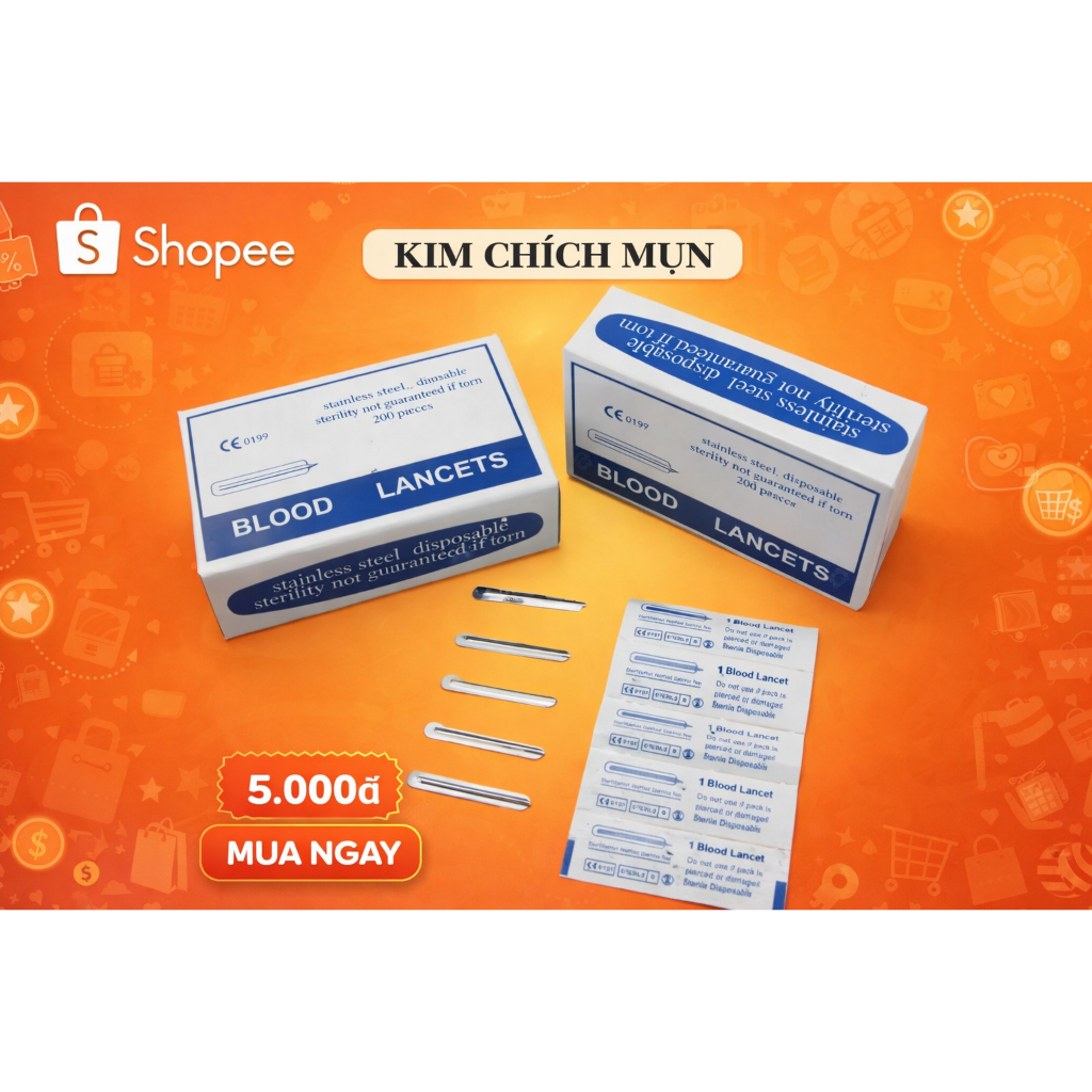 Hộp 200 kim chích mụn kim Blood Lancet