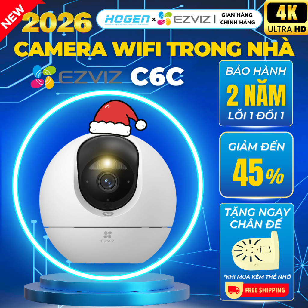 Camera Wifi trong nhà EZVIZ Quay Quét 360 C7 DUAL, C6C, E6, H6- 3K/4K - Camera AI, Cao Cấp, BH 24TH