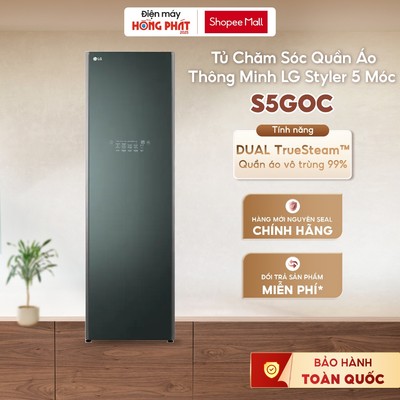 Tủ Chăm Sóc Quần Áo Thông Minh LG Styler™ 5 Móc True Steam™ Màu Xanh - S5GOC [Giao-Lắp HCM]