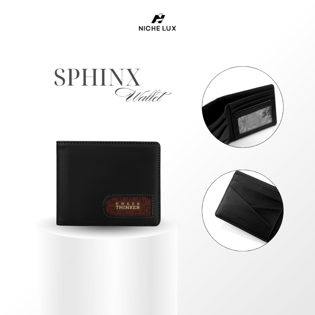 Ví Da PU Ngang Monogram SPHINX Nam Nữ Bóp Đựng Tiền Thẻ Nhiều Ngăn Nhỏ Gọn Trượt Nước | NICHE LUXURY
