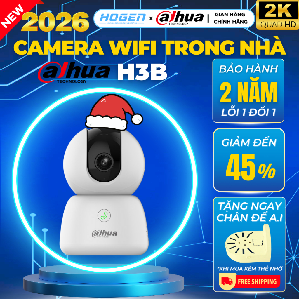 Camera Dahua Hero B1 H3B-H5B, Có Nút Gọi, Xoay 360 Độ, Tích Hợp AI, Hỗ Trợ Wifi 6, Camera Trong Nhà