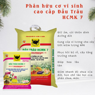 (Combo 2 gói) Phân hữu cơ vi sinh cao cấp Đầu Trâu HCMK7 (gói 1kg)  - (Vườn Sài Gòn)