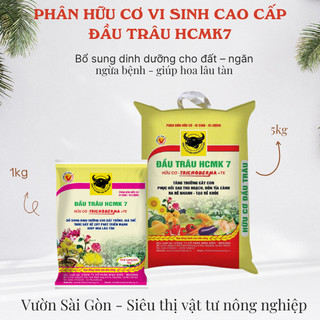 (Combo 2 gói) Phân hữu cơ vi sinh cao cấp Đầu Trâu HCMK7 (gói 1kg)  - (Vườn Sài Gòn)