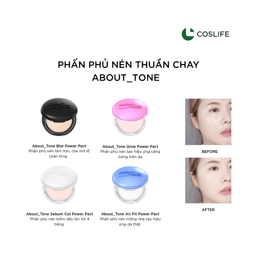 [DEAL QUÀ] Phấn Phủ Nén ABOUT_TONE Kiềm Dầu Giữ Nền Khô Thoáng Mịn Da Tự Nhiên 9g | BigBuy360 - bigbuy360.vn