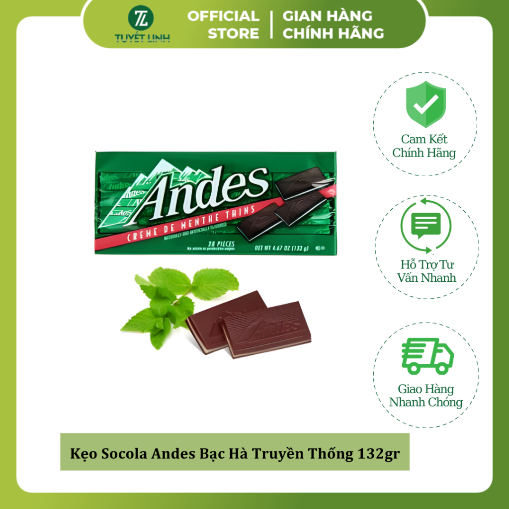 Kẹo Socola Bạc Hà Andes 132g