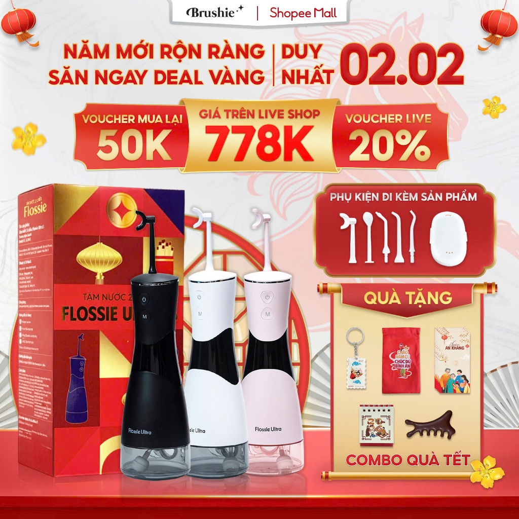 [GIÁ 738K TẠI LIVE SHOP] Tăm nước 2 chiều Flossie Ultra vòi phun 2 chiều đầu xoay 360 độ phù hợp ngư