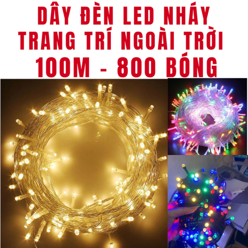 Đèn Led Dây Chớp Trang Trí Noel & Tết 50M và 100m - có nháy