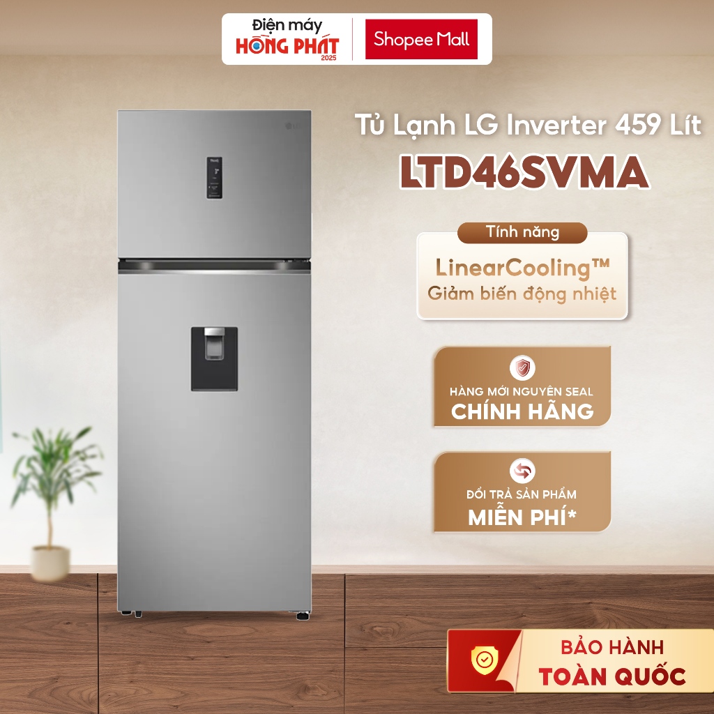Tủ lạnh LG Inverter 459 lít LTD46SVMA - Ngăn Đá Trên - Lấy Nước Ngoài [FREESHIP HCM]