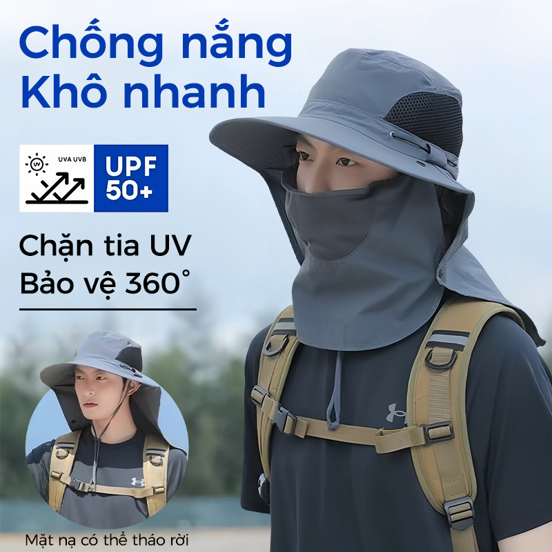 Nón vành rộng Chống Tia Uv Siêu mỏng nhẹ và thoáng khí Thiết kế khẩu trang Chống nắng toàn mặt Mũ Bucket Mũ chống nắng