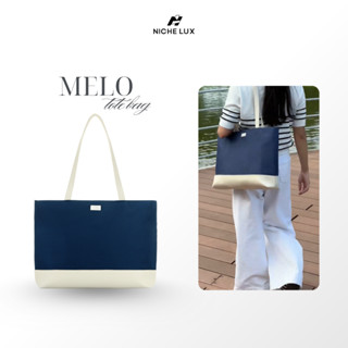 Túi Tote MELO Nam Nữ Vải Phối Da PU Đeo Vai Đựng Laptop Đi Học Làm Chống Sốc  | NICHE LUXURY