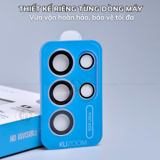 Kính Cường Lực Bảo Vệ Camera sau điện thoại Samsung S24 Ultra Viền Mỏng Có Khung Trợ Dán hãng KUZOOM