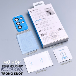 Kính Cường Lực Bảo Vệ Camera sau điện thoại Samsung S24 Ultra Viền Mỏng Có Khung Trợ Dán hãng KUZOOM