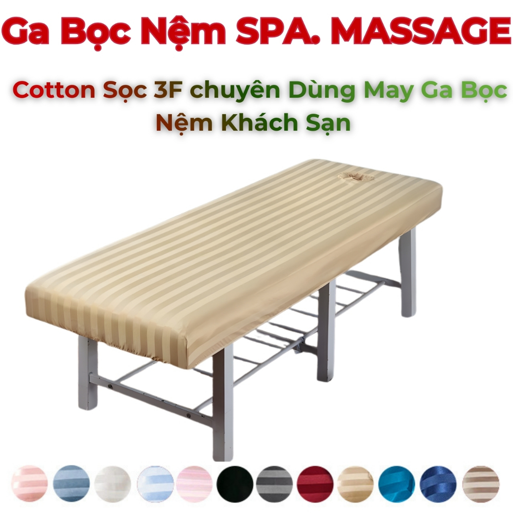 GA BỌC NỆM SPA -Ga Giường Gội Đầu 2in1 - Ga Giường Spa Có Lỗ -Chất Liệu : COTTON SỌC 3F