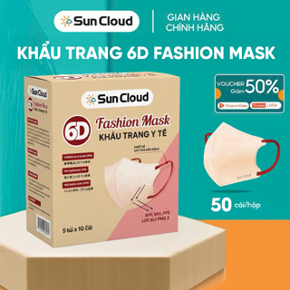 [Kèm quà] Thùng 100 chiếc khẩu trang y tế 6D Fashion Mask 3 lớp SUN CLOUD kháng khuẩn chống tia UV, bụi mịn