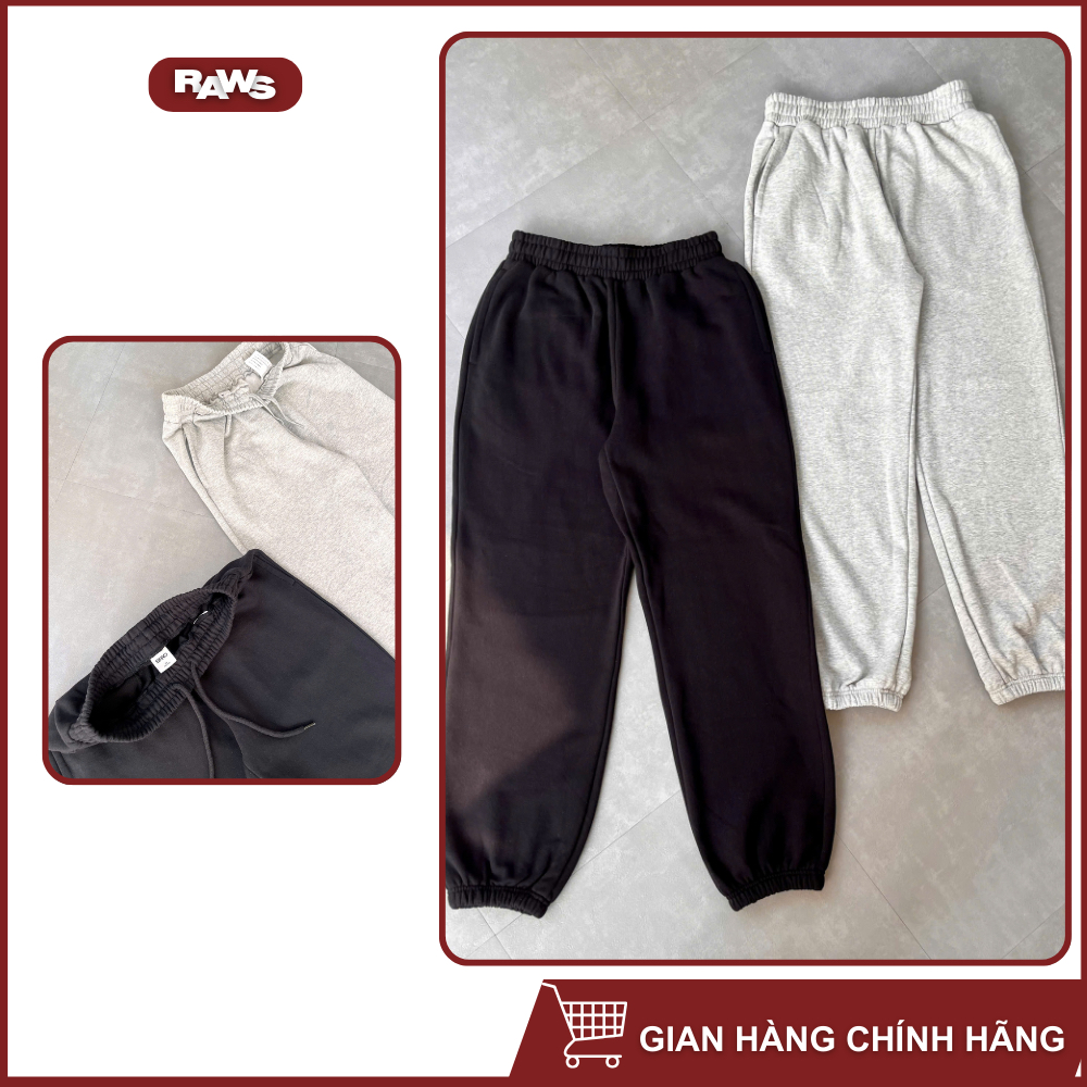 Quần Nỉ Jogger Basic SPAO Raws Hàn Quốc 2 Màu Đen Xám