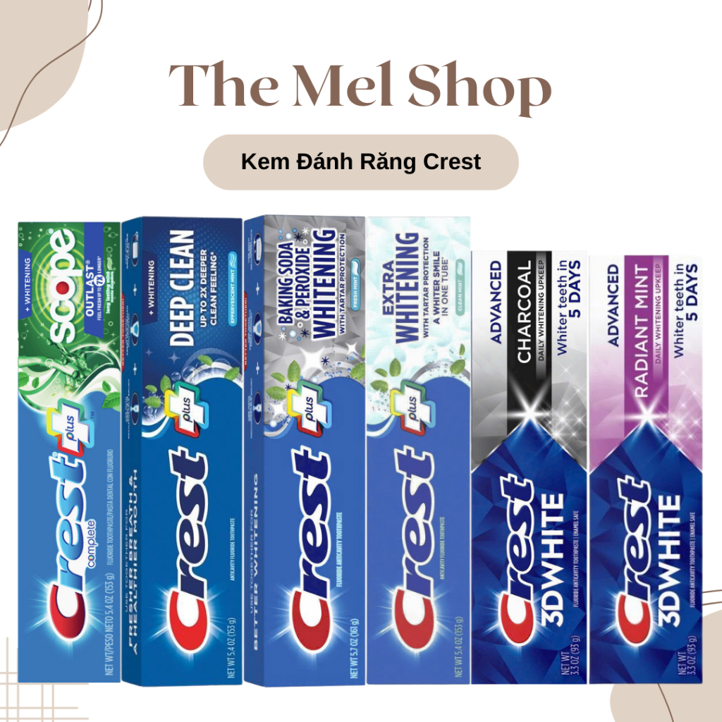 Kem Đánh Răng Crest Whitening Scope / Deep Clean / 3DWhite/ Baking Soda