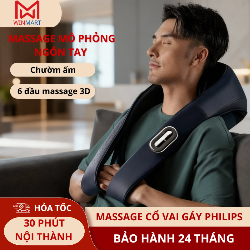 Máy Massage Cổ Vai Gáy Philips PPM3521 - Massage Đa Hướng Kệt Hợp Hồng Ngoại - Bảo Hành 24 Tháng