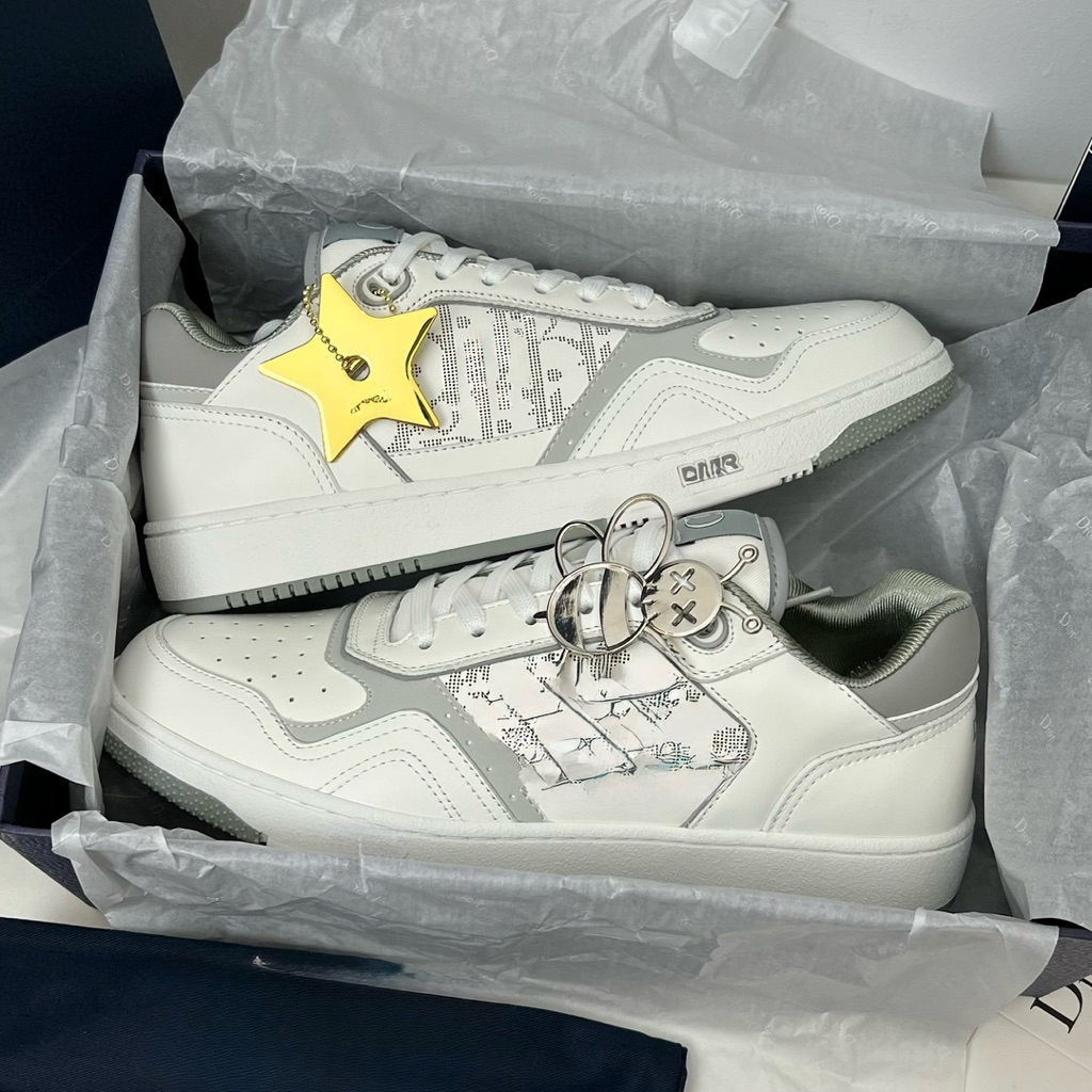 Giày Thể Thao B27 Xám Trắng Nam Nữ Sz36/44 Full Bill Box