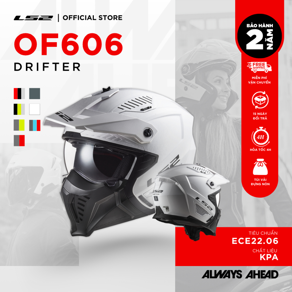 Mũ Bảo Hiểm Đa Năng LS2 OF606 Drifter ECE2206 Đi Phố Hàng Ngày Touring Phượt Ngắn Ngày