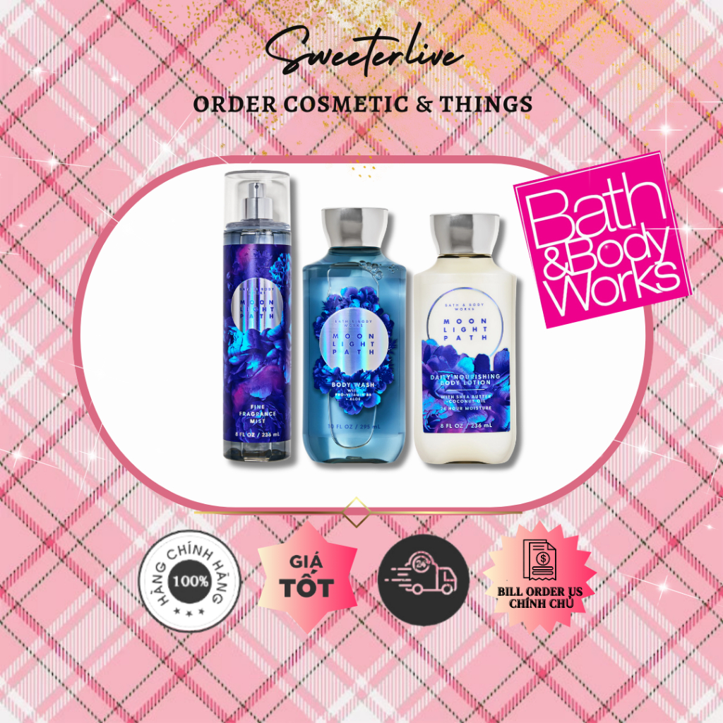 [BILL US] MOONLIGHT PATH Body Mist - Bộ xịt thơm toàn thân BATH & BODY WORKS