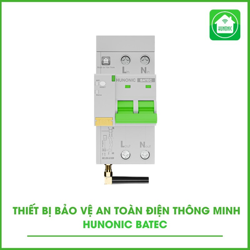 Aptomat chống giật Hunonic BATEC – Thiết bị bảo vệ an toàn điện thông minh