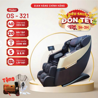 Ghế massage toàn thân OS - 321 cao cấp, con lăn di chuyển 4D, điều khiển giọng nói tiếng Việt