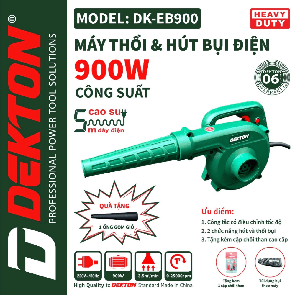 Máy thổi và hút bụi Dekton DK-EB900 - Công suất 900W