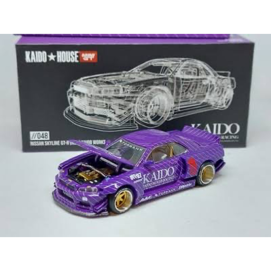 Xe mô hình Diecast Kaidohouse 1:64 - Kaido House Nissan SKYLINE GT-R R34 PURPLE #048 open box"