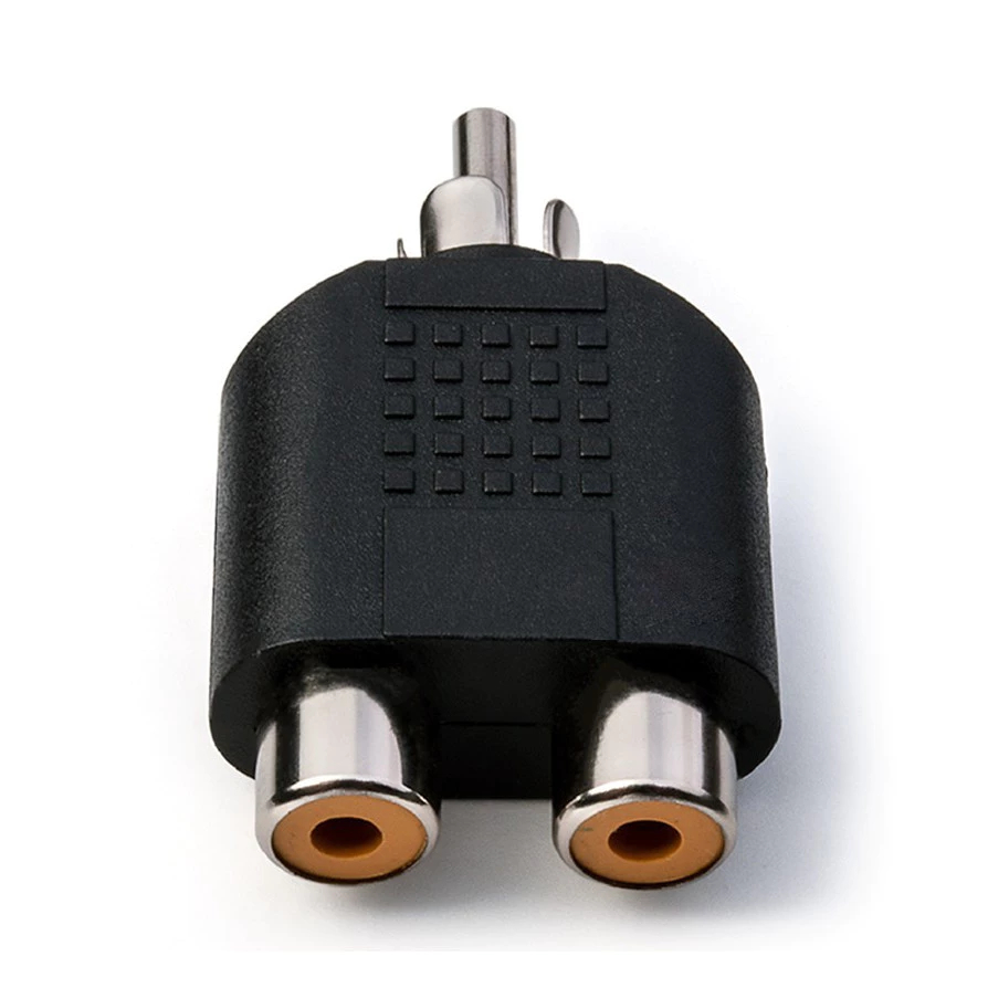 Rắc chia AV từ 1 ra 2 - Jack màu đen chia 1 đầu hoa sen đực ra 2 đầu hoa sen cái
