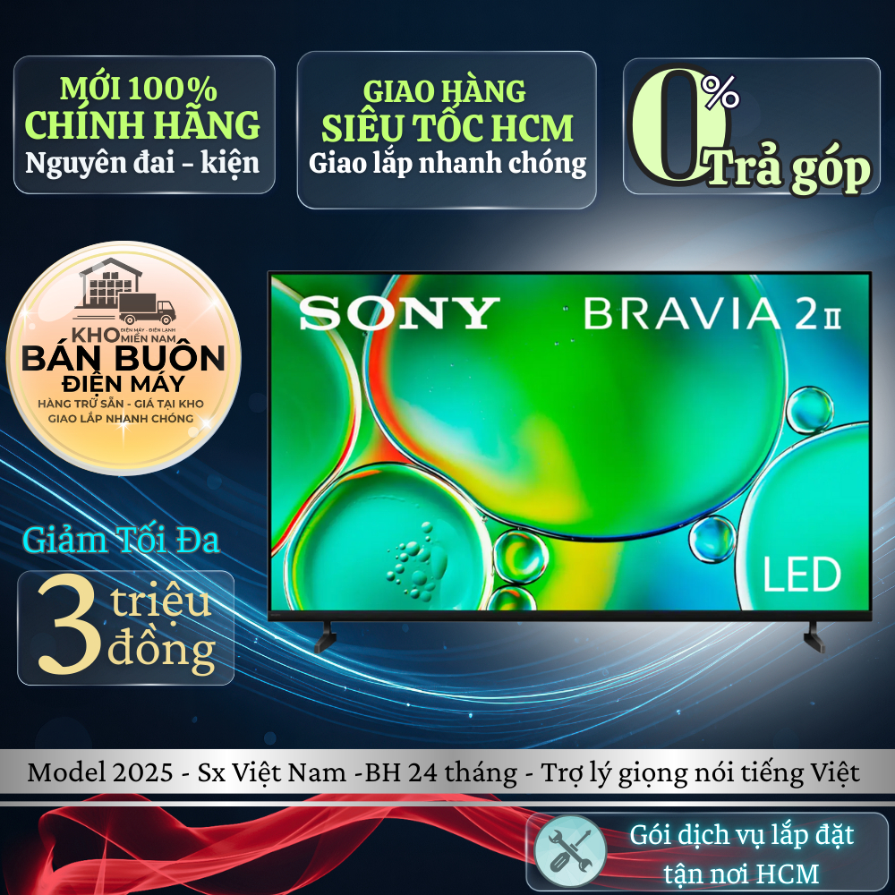 K-65S20M2 Google Tivi Sony 65 Inch 4K UHD, model 2025, trợ lý giọng nói Tiếng Việt K-65S20M2