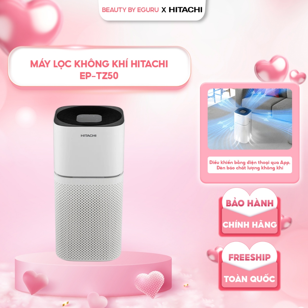 Máy lọc không khí Hitachi 48 m² EP-TZ50, hút khí 360°, lọc bụi mịn, phấn hoa, lông thú cưng, khử mùi