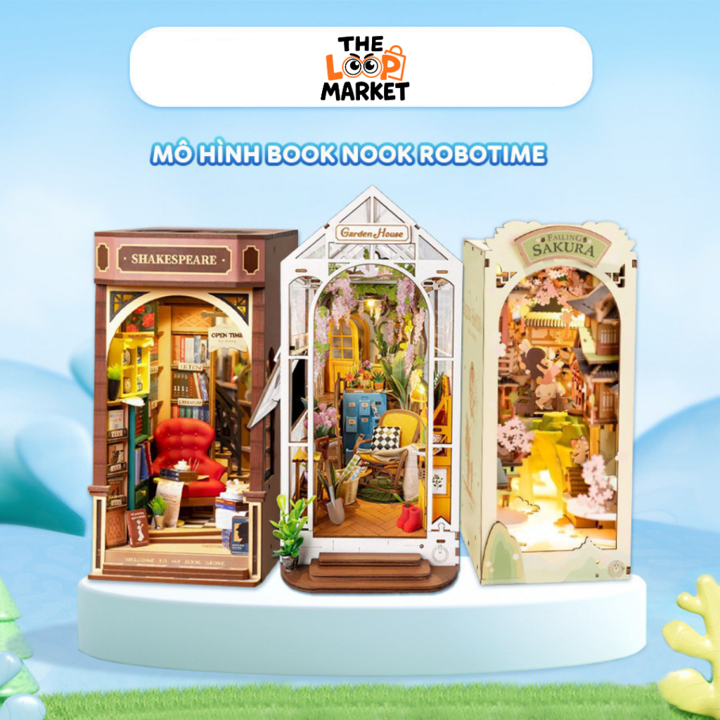 Mô Hình Lắp Ráp Book Nook Robotime Rolife Garden House, Sakura, Bookstore, Magic House Có Đèn Led