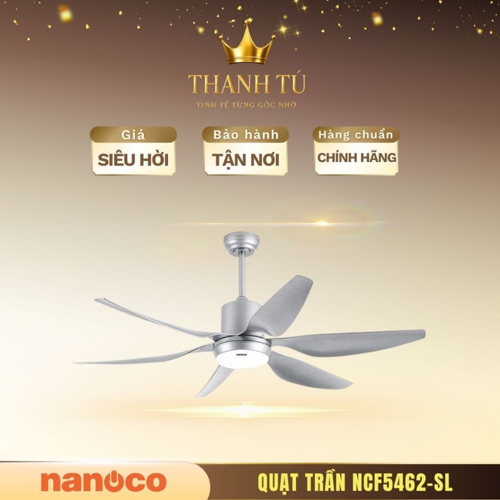Quạt Trần Nanoco NCF5462-SL – 6 Cánh, Thiết Kế Hiện Đại, Remote Điều Khiển