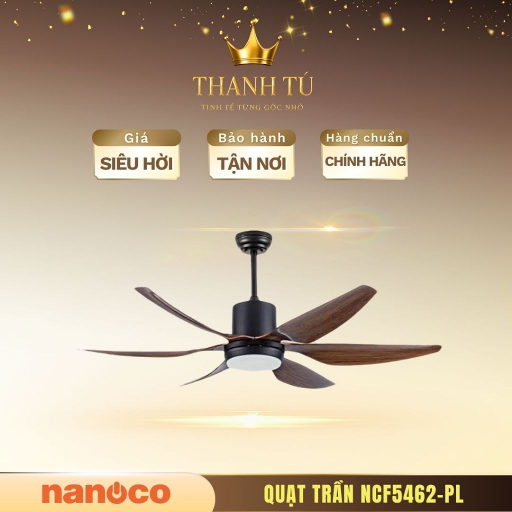 Quạt Trần Nanoco NCF5462-PL – 6 Cánh, Gió Mạnh, Chạy Êm, Remote Tiện Lợi