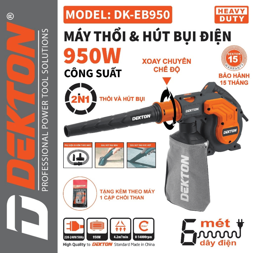 Máy thổi bụi và hút bụi Dekton DK-EB950 / DK-EB950XPRO - Công suất 950W