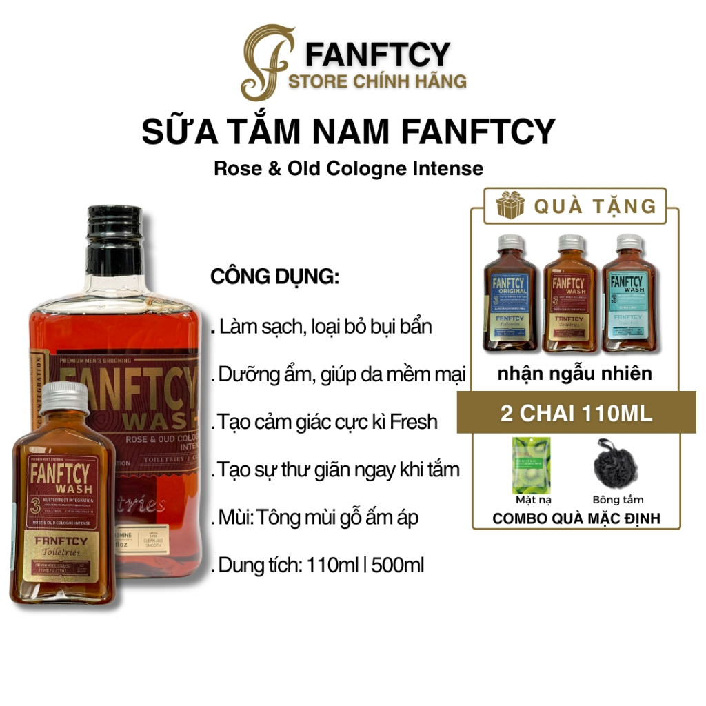 Sữa tắm Fanftcy Wash Rose & Oud Cologne Intense 110ml | 500ml cao cấp chính hãng