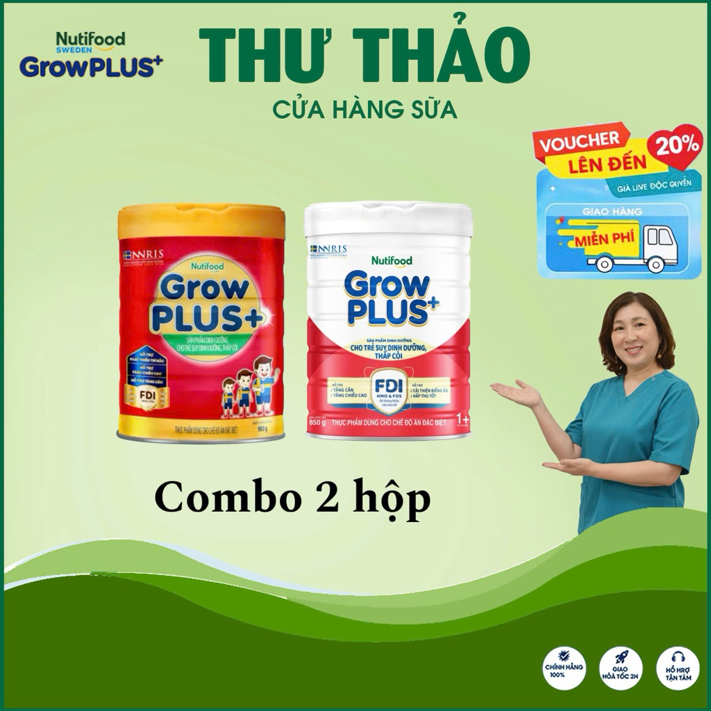 COMBO 2 HỘP GROW PLUS+ Đỏ NUTIFOOD LON 800G