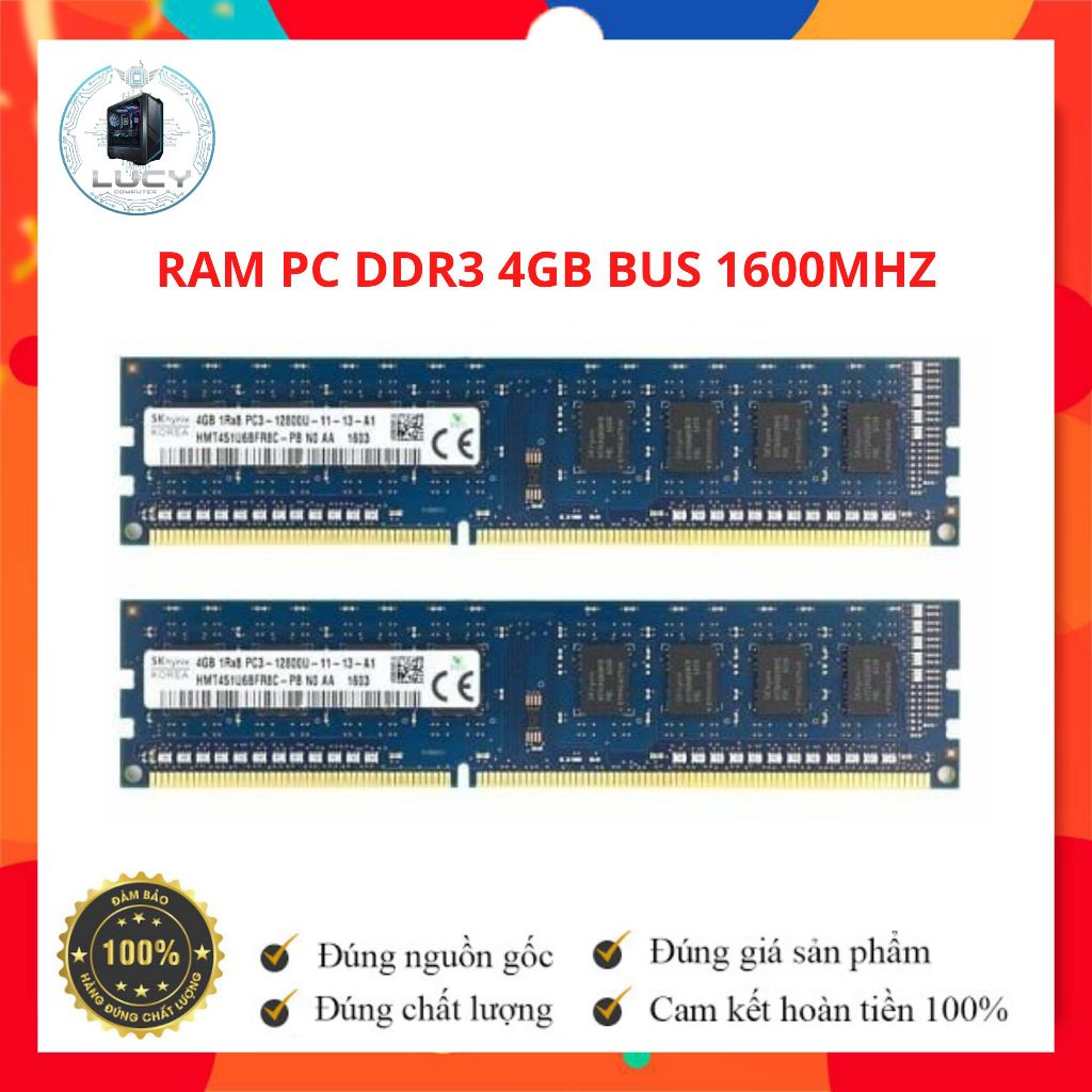 RAM PC DDR3 4GB Bus 1600 – PC3-12800U, Hàng Tháo Máy