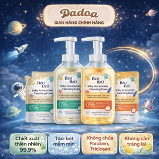 [Bzu Bzu] Nước Rửa Bình Sữa Và Đồ Dùng Em Bé Tạo Bọt Chiết Xuất Thực Vật (Chai 500ml / Túi 400ml)