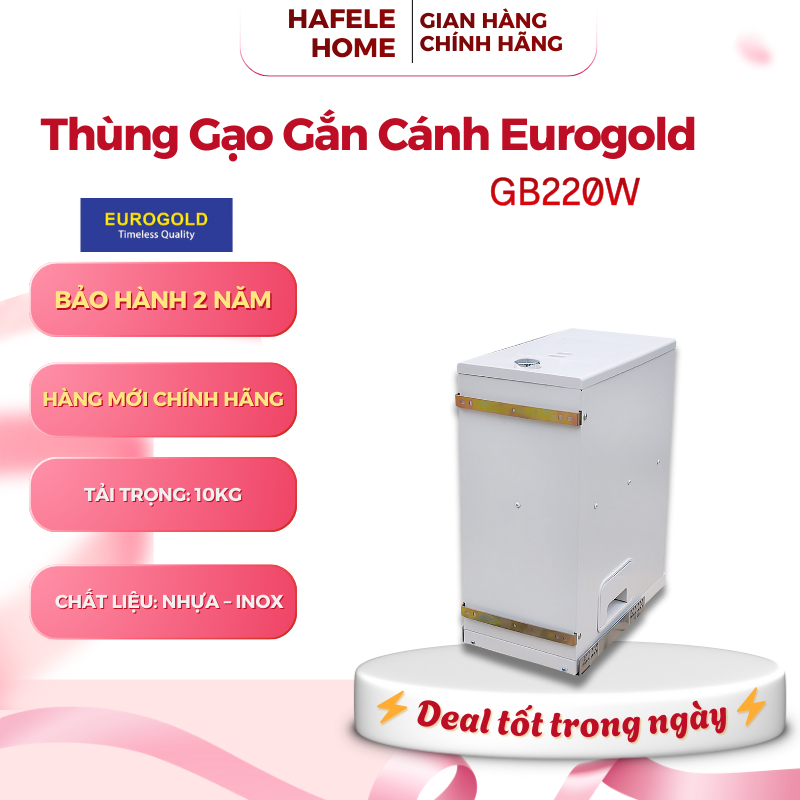 Thùng Gạo Gắn Cánh Eurogold GB220W - Nút Nhấn Thông Minh - Lấy Gạo Nhanh - Tiết Kiệm Không Gian - EE