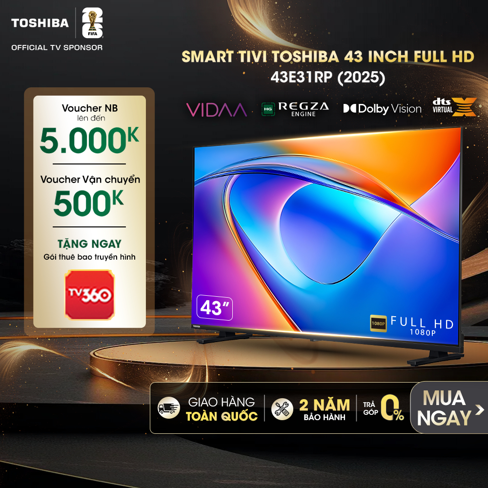 Smart Tivi Toshiba 43 inch Full HD 43E31RP, Giao Hàng Toàn Quốc, Bảo Hành 24 Tháng