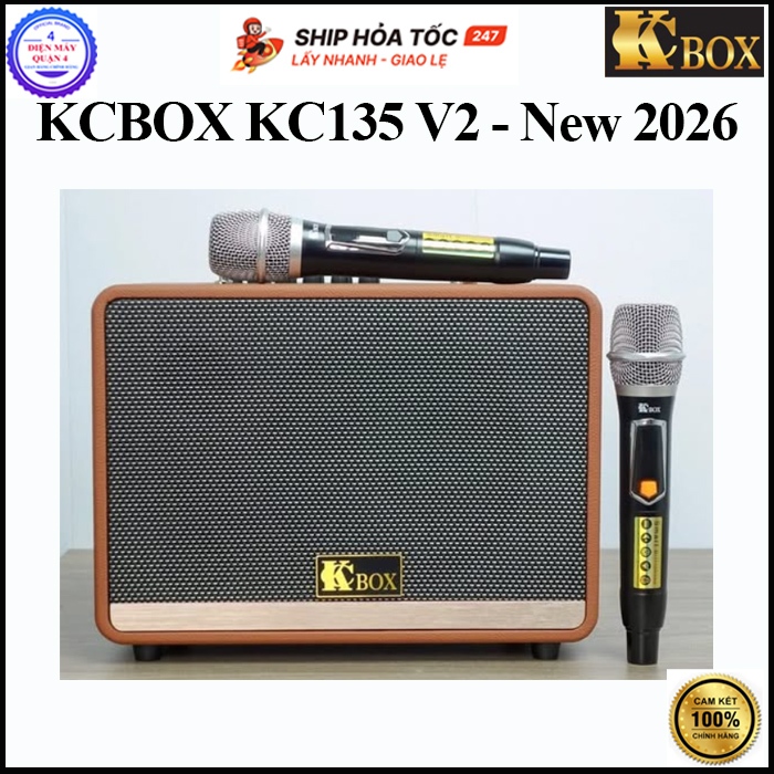 KC135 -- Loa Karaoke KCBOX V2 (New 2025), Công suất 200W, Kèm 2 Micro - Hàng chính hãng
