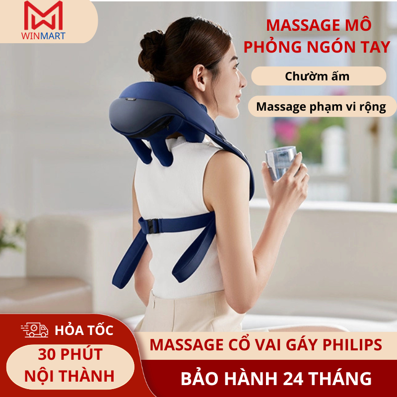 Máy Massage Cổ Vai Gáy Philips PPM3522 - Mô Phỏng Bàn Tay Massage Chuyên Nghiệp - Bảo Hành 24 Tháng