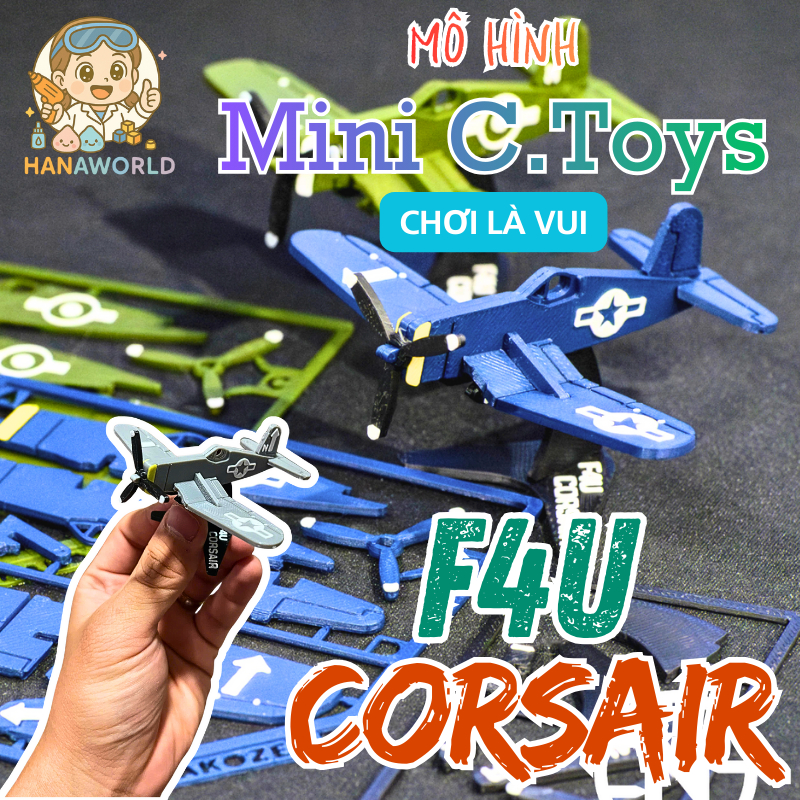 Mô Hình Máy Bay Quân Sự Mini Hanaworld – F4U Corsair Lắp Ráp C.Toys – Đồ Chơi Lính Cho Bé