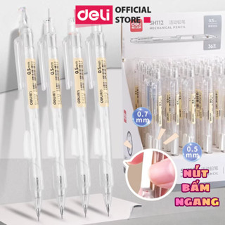 Bút Chì Kim Bấm Thân Bấm Đầu Ngòi 0.5 0.7mm Cao Cấp Kèm Đầu Tẩy Deli - Bút Chì Cơ Học Thay Ngòi Cho Học Sinh