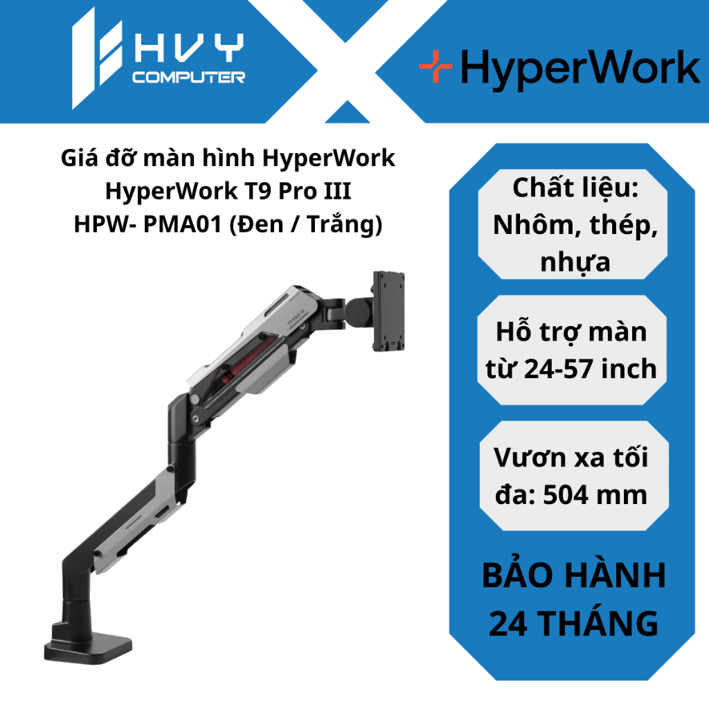 Giá đỡ màn hình HyperWork HyperWork T9 Pro III HPW-PMA01 (Đen / Trắng / Xanh) - Hàng Chính Hãng